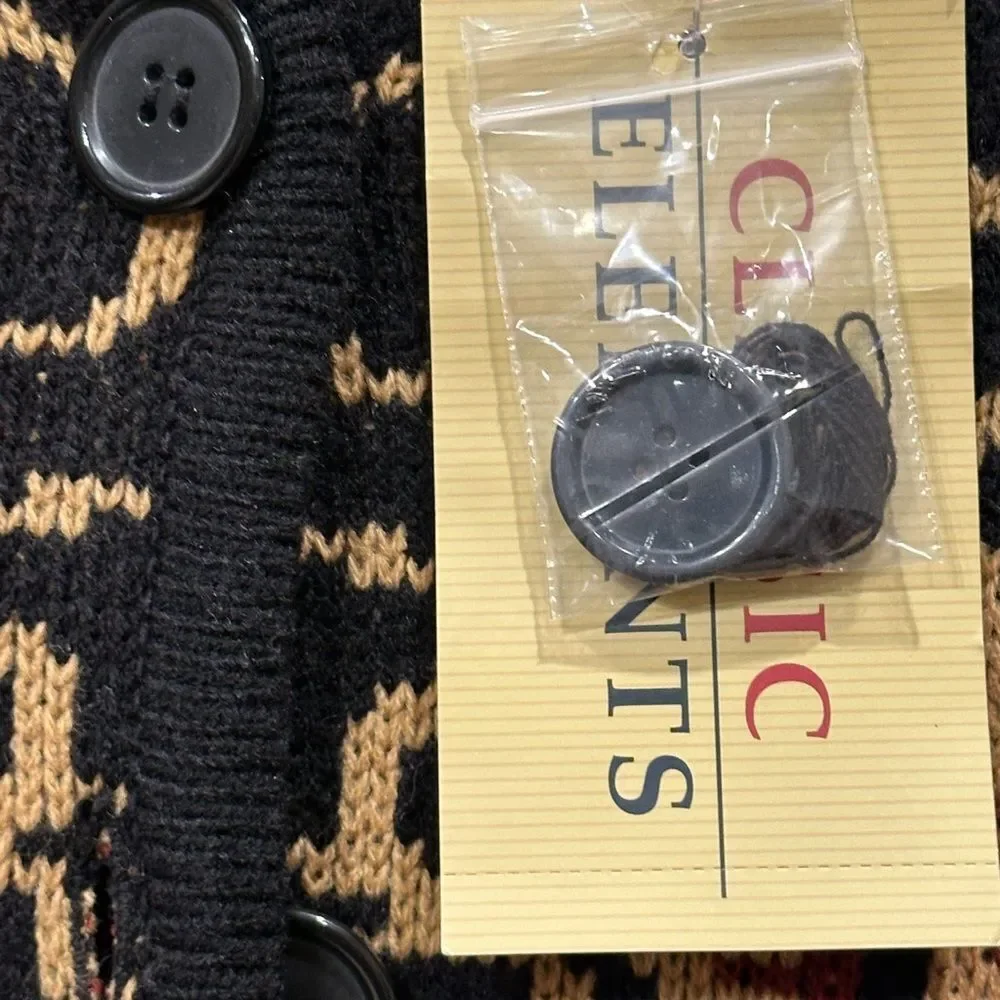 Sears Vintage Classic Elements NWT Black Floral Knit Cardigan Sweater - Picture 8 of 12